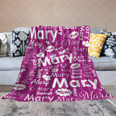 Aperturee - Aperturee Sweet Heart Crown Purple White Custom Name Blanket